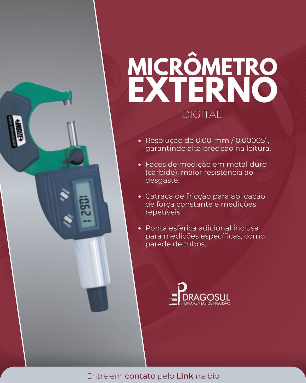 Micrômetro externo digital Dragosul