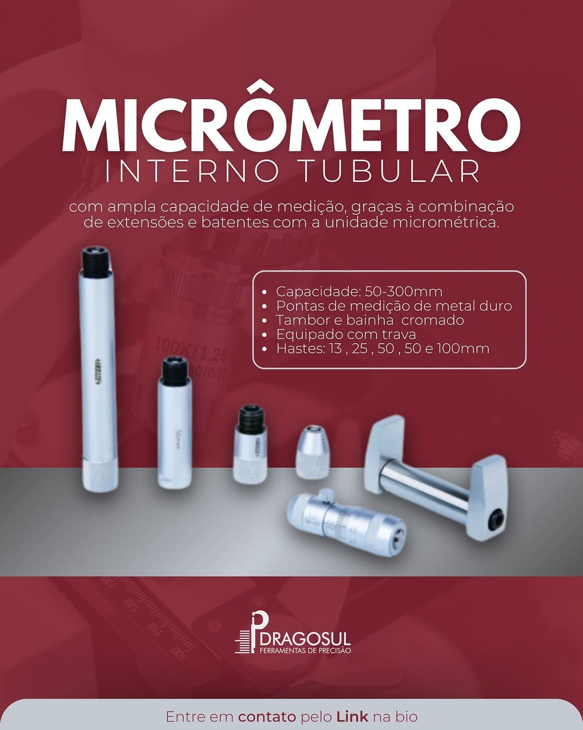 Micrômetro interno tubular Dragosul